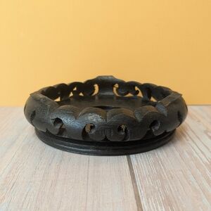Carved Wood Candle Holder Base
